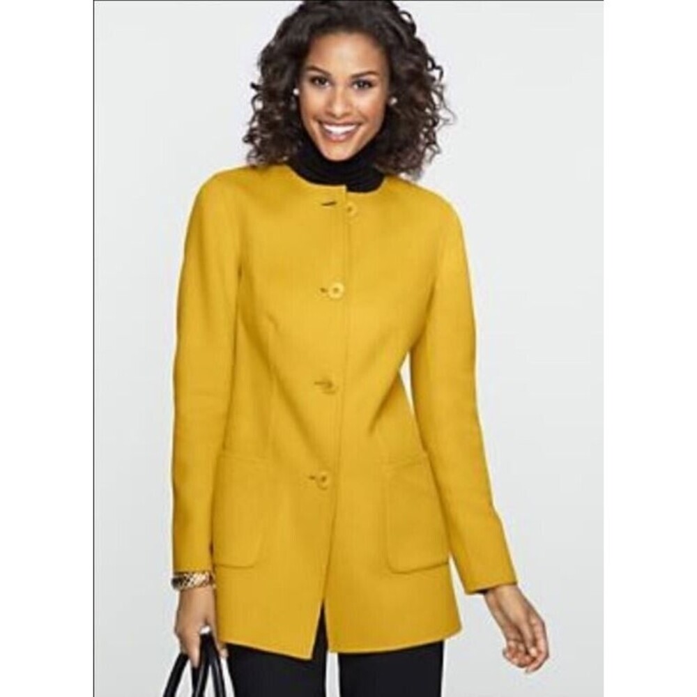 Talbots Business Jacket Mustard Yellow Wool Double Face 4 Button Casual Womens 8